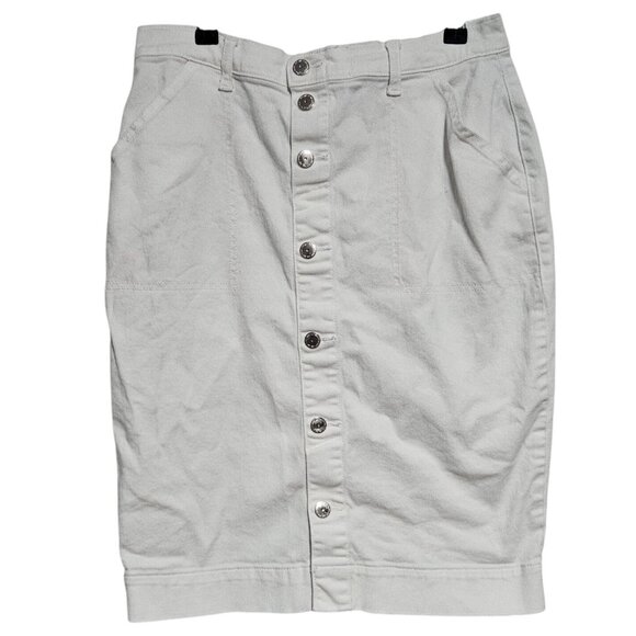 Lee White Denim Skirt Size Medium Y2K Fashion Button Front Pencil Midi Jean - Picture 1 of 5